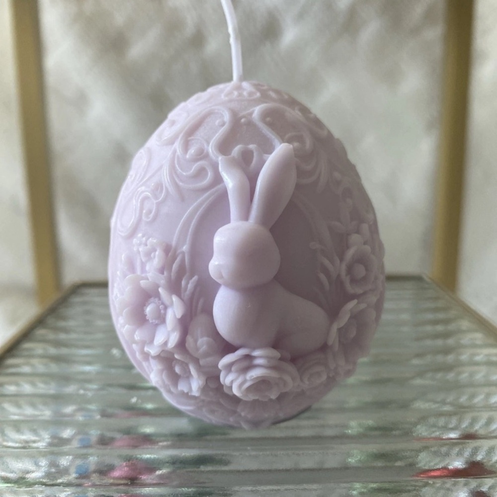 Lavender Bunny Egg Candle